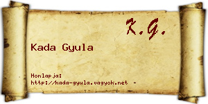 Kada Gyula névjegykártya